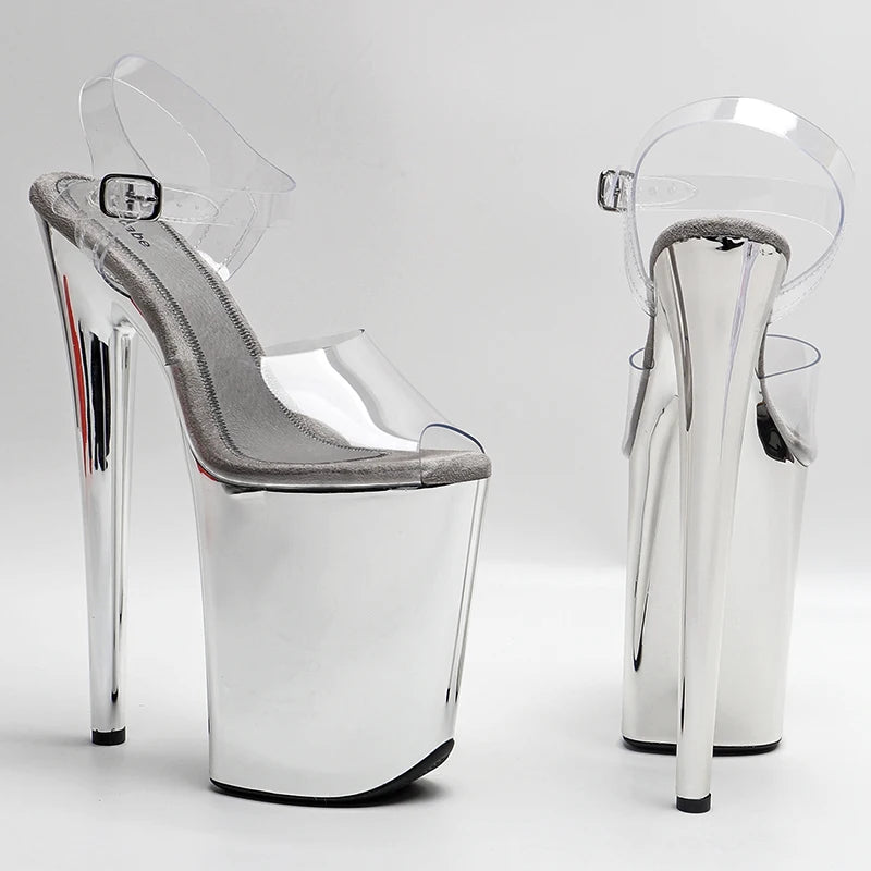 Clear 9-Inch Open-Toe Platform Pole Dance Sandals