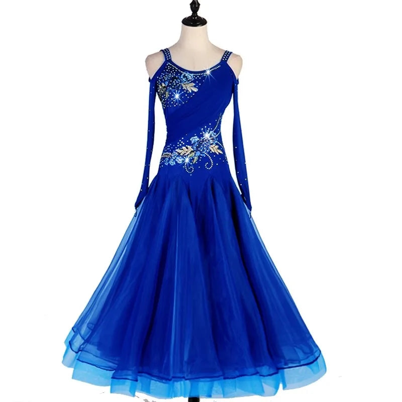 Ballroom Competition Dress | Rhinestone | 6 Colors | XXS-XXL