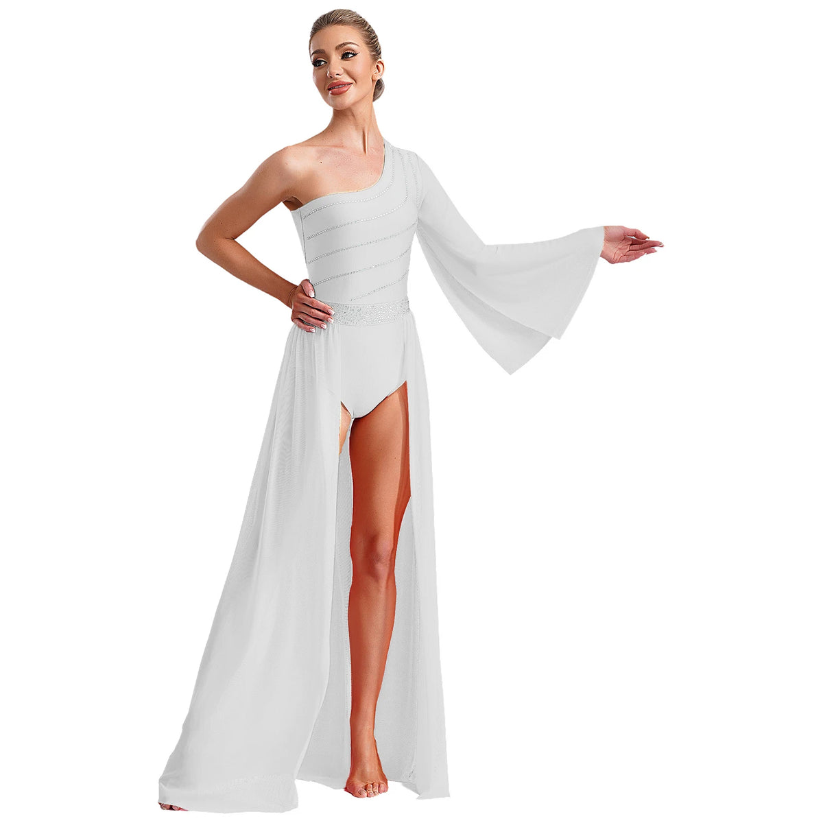 Rhinestone Lyrical Dress | Side Split | Color Block