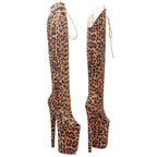 Suede Platform Ankle Boots - 23cm Pole Dance Heels with Peep Toe