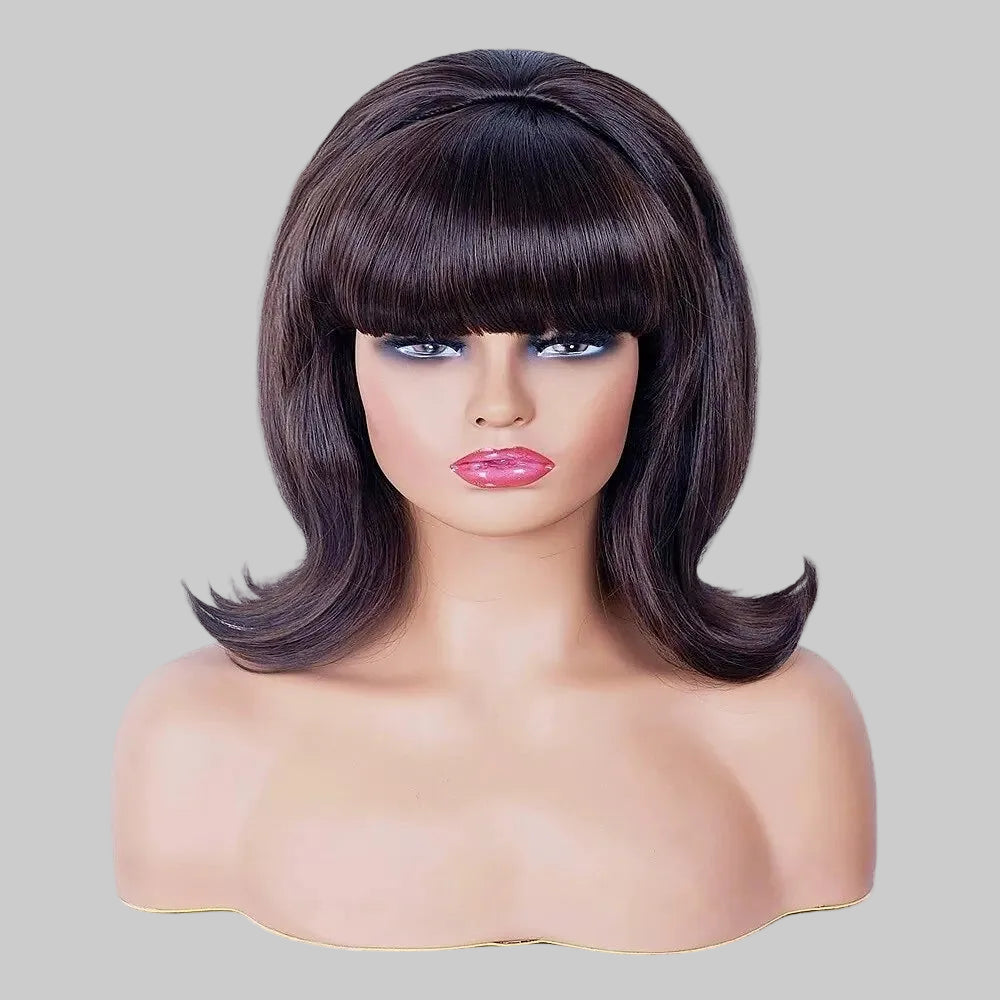 Retro Glam Pink Updo Wig - 60s Beehive & 70s Pinup Synthetic Wig (12 Inches)