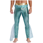 Men's Mermaid Leggings | Metallic Fish-Scale Print | Tulle Trim