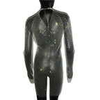 Diamond Fishnet Mini Dress - Sheer Long Sleeve Cover Up
