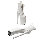 10-Inch Patent Open-Toe Ankle Boots