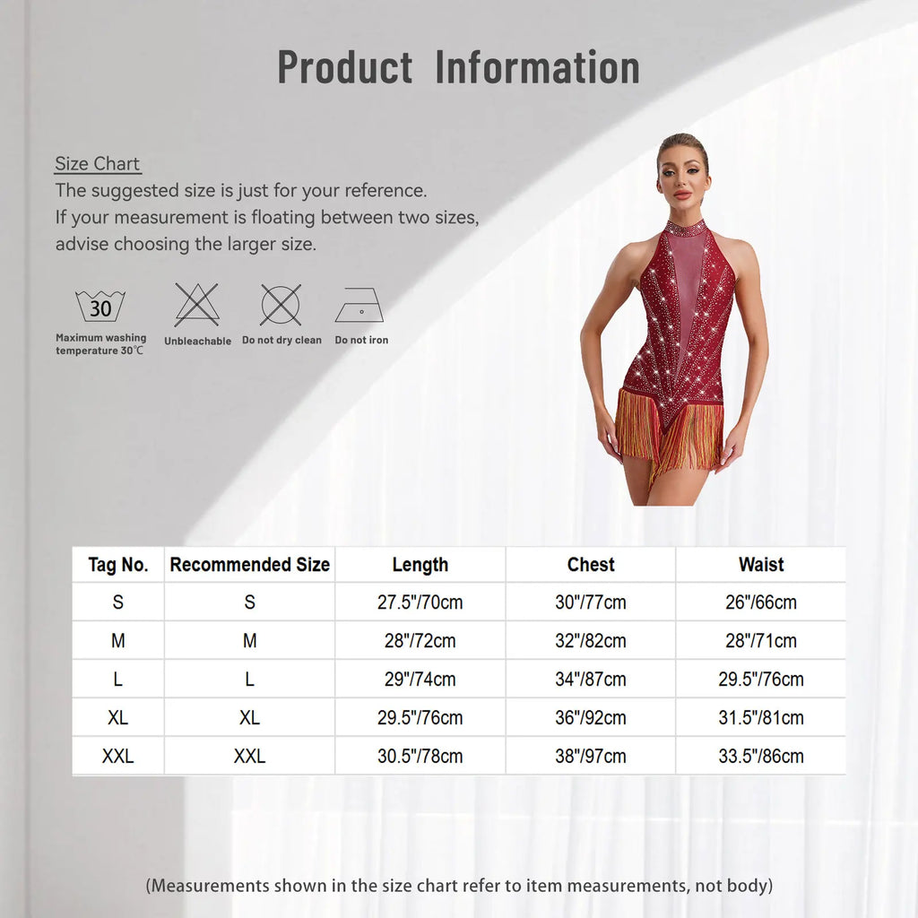 Tassel Fringe Leotard | Rhinestone | Latin Dance
