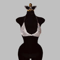 Rhinestone Metal Chain Deep V-Neck Halter Crop Top