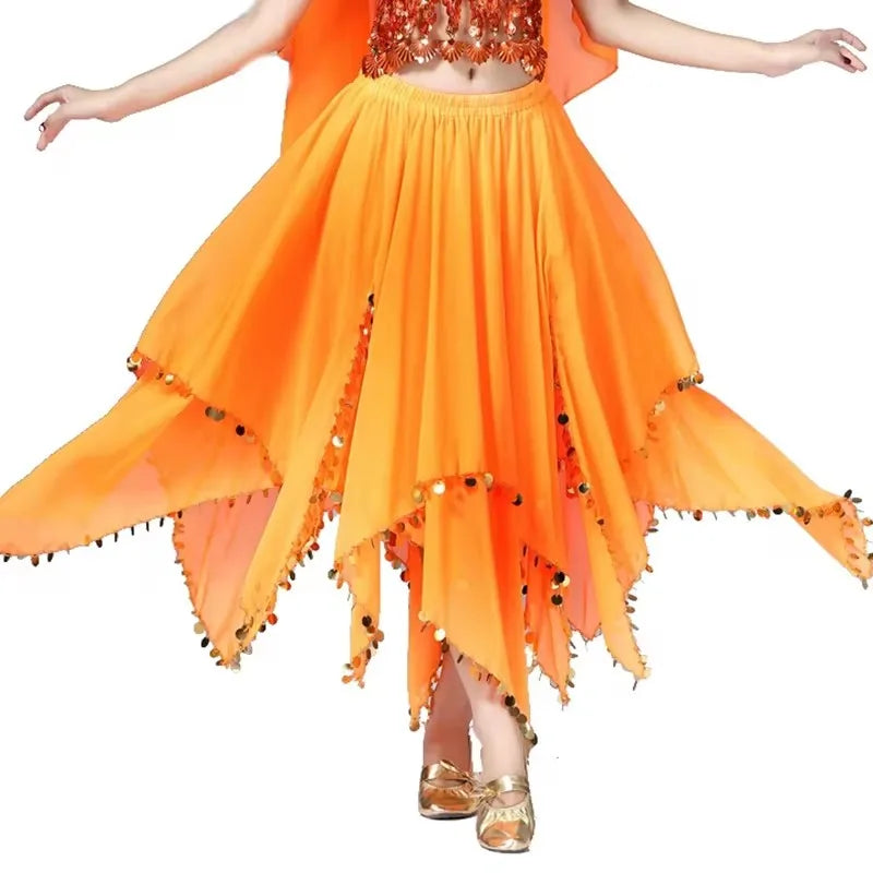 Belly Dance Chiffon Skirt | Sequin Trim | 11 Colors