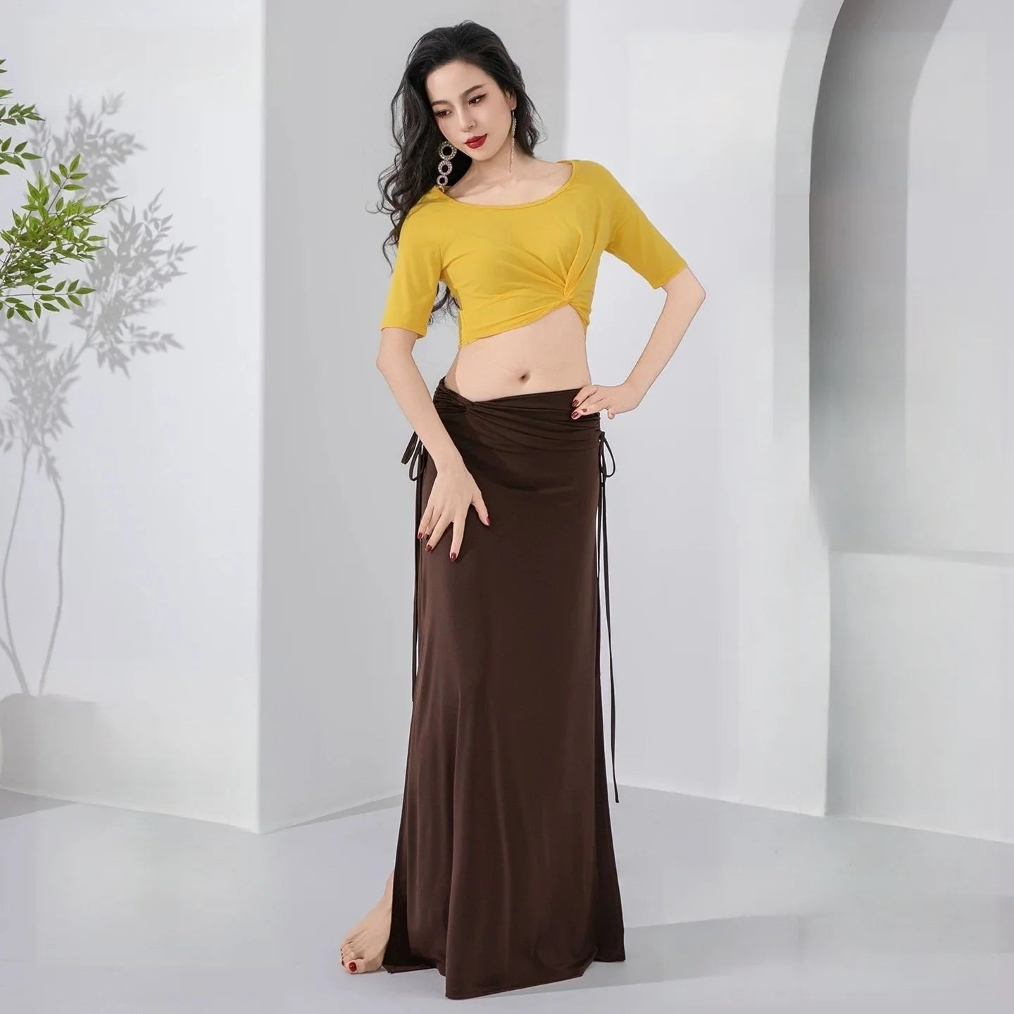 Belly Dance Costume | Floral Lantern Sleeve Top & Skirt Set