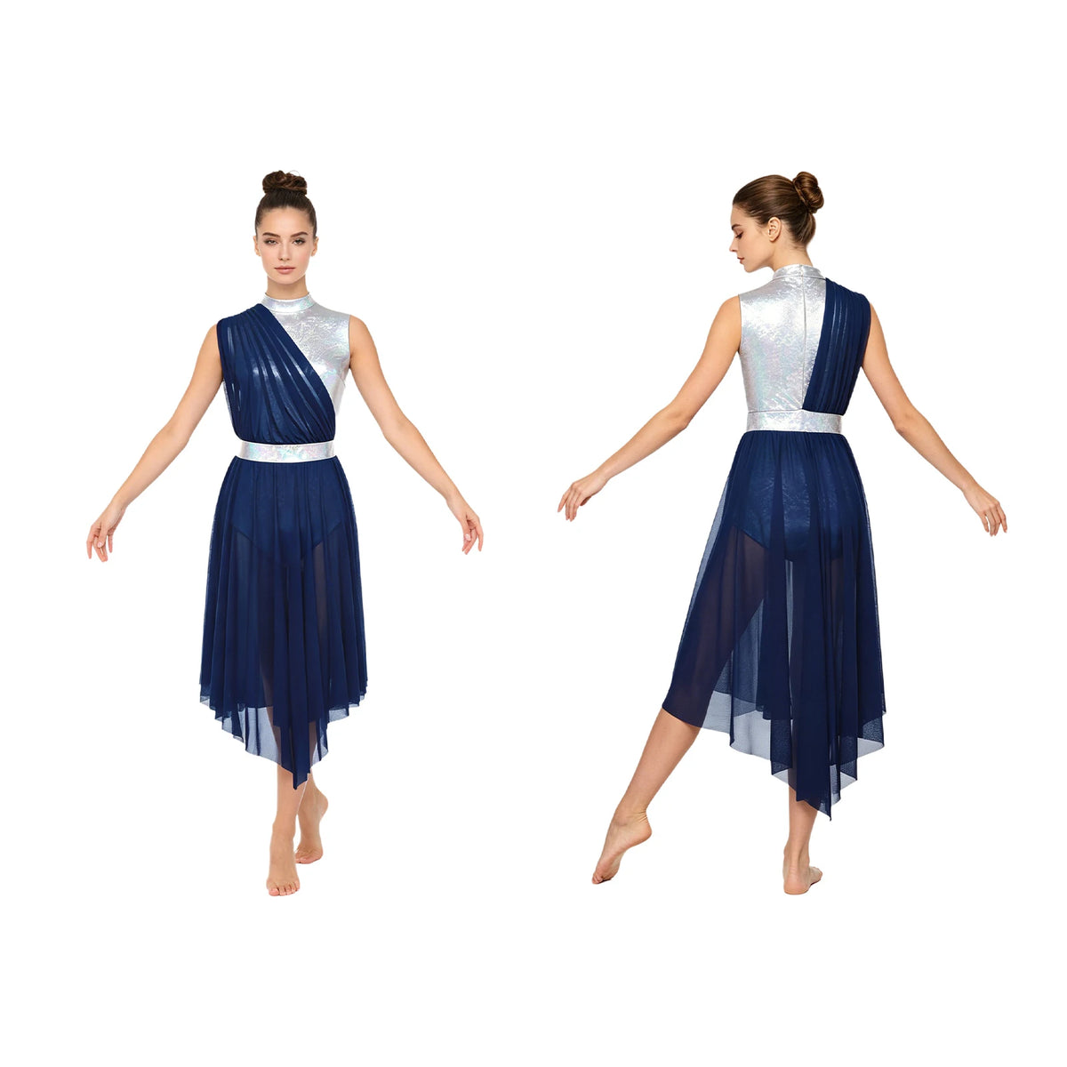 Lyrical Dance Dress | Rhinestone Asymmetric Skirt