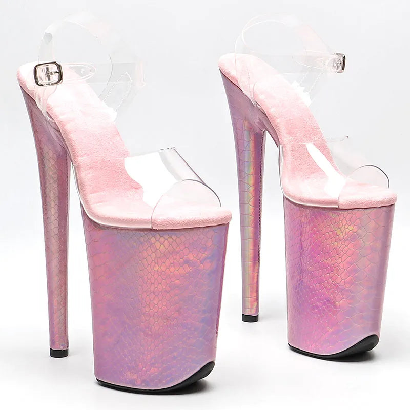 9-Inch Snake Print Platform Sandals - Peep Toe Exotic Dance Heels