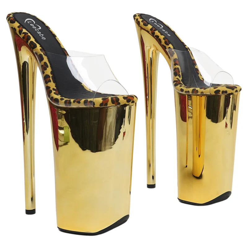 26CM Clear Platform Pole Dance Heels - Transparent High Heel Exotic Dancer Sandals