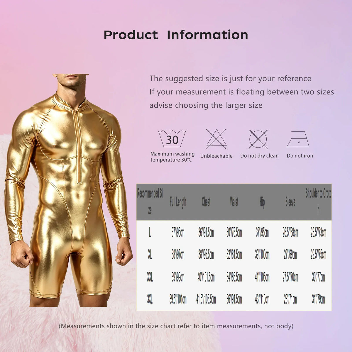 Men’s Metallic Bodysuit | Long Sleeves