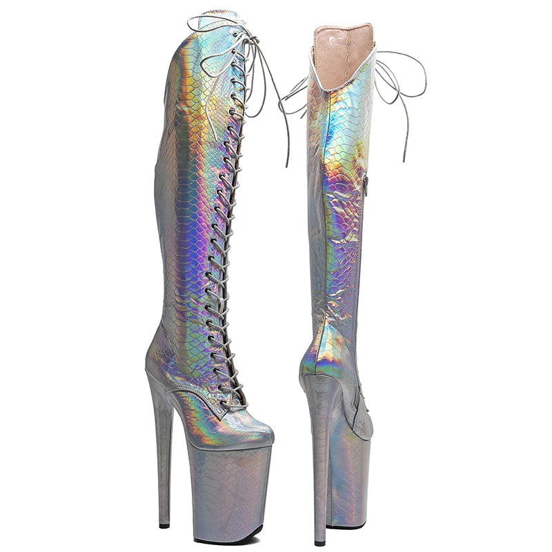9-Inch Snake Print Thigh-High Boots