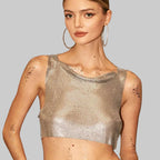 Handmade Metal Sequin Backless Crop Top