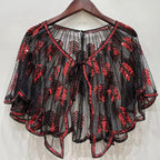 1920s Sequin Leaf Cape | Sheer Mesh Bolero | Flapper Shawl
