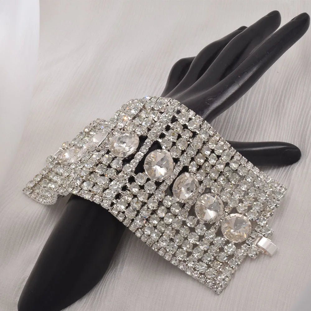 Crystal Rhinestone Cuff | Wide Bangle | Stage & Bridal