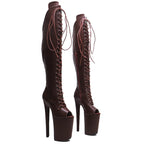 9-Inch Matte Open-Toe Thigh-High Boots - Platform Dance Boots