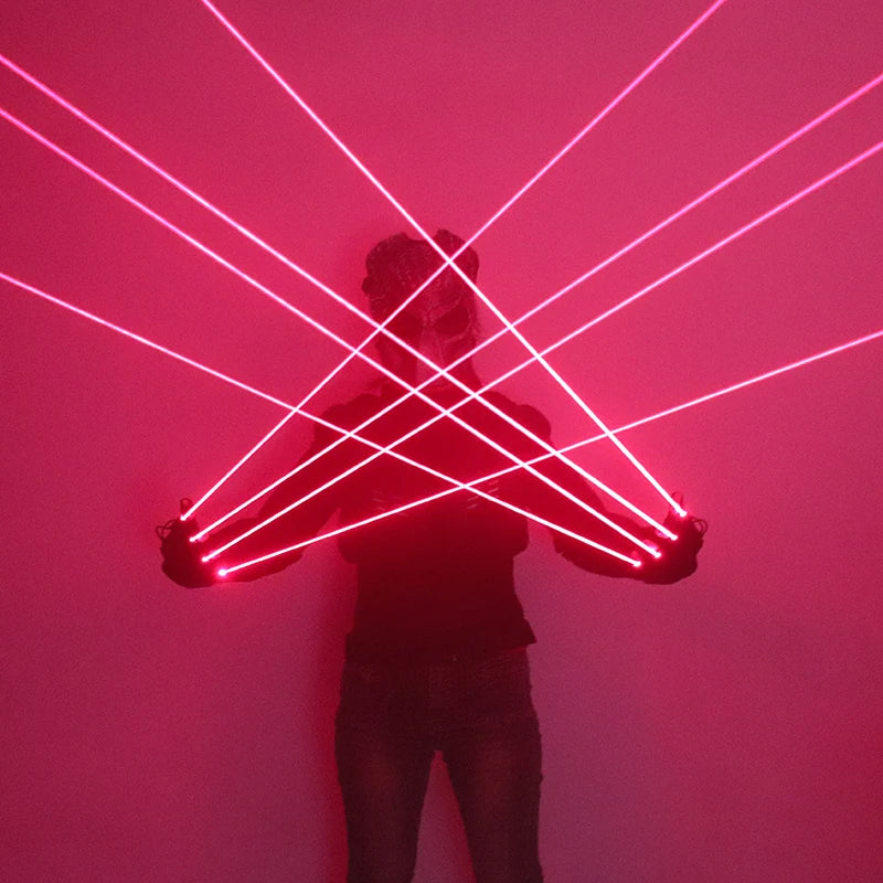 Red Laser Gloves - Rechargeable LED Performance Gloves for DJs & Dancers