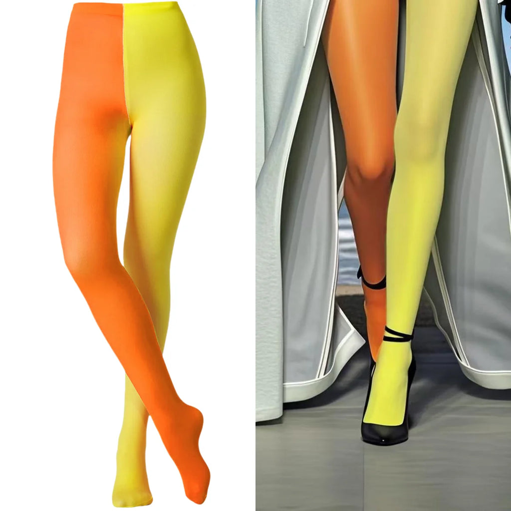 Two-Tone Colorblock Tights | Dopamine Colors | 27 Combos