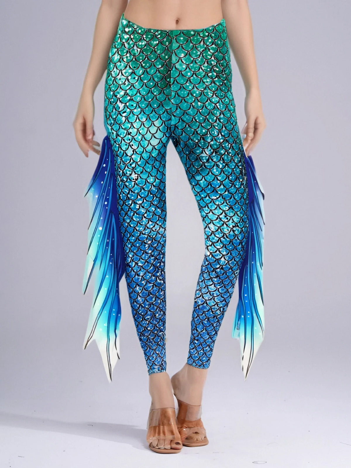 Mermaid Fish Scale Bodysuit & Fringe Leggings Set