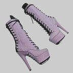 15CM Glitter Platform Ankle Boots - 6 Inch High Heel Pole Dance Booties