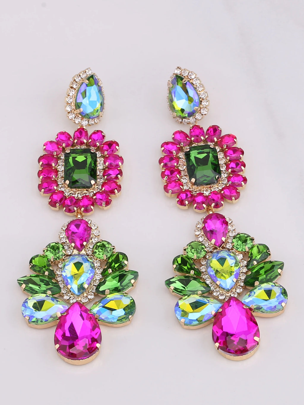 Rhinestone Water Drop Earrings | Clip or Pin