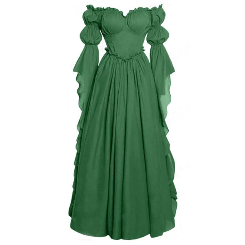 Renaissance Gothic Off-Shoulder Gown | Ruffle Hem | 7 Colors