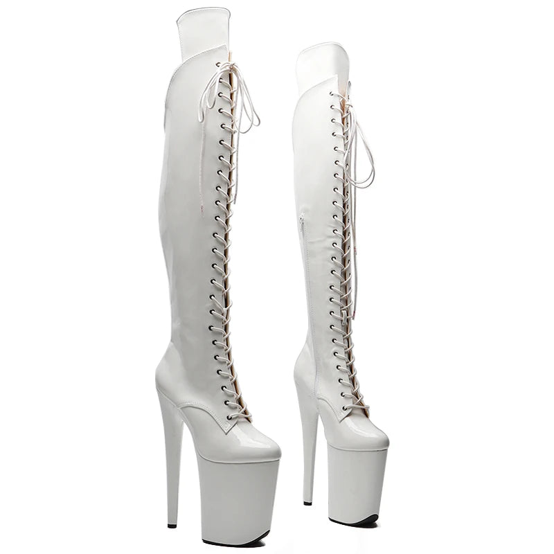 23CM Patent Platform Pole Dance Boots - Ultra High Heel Shiny Performance Boots