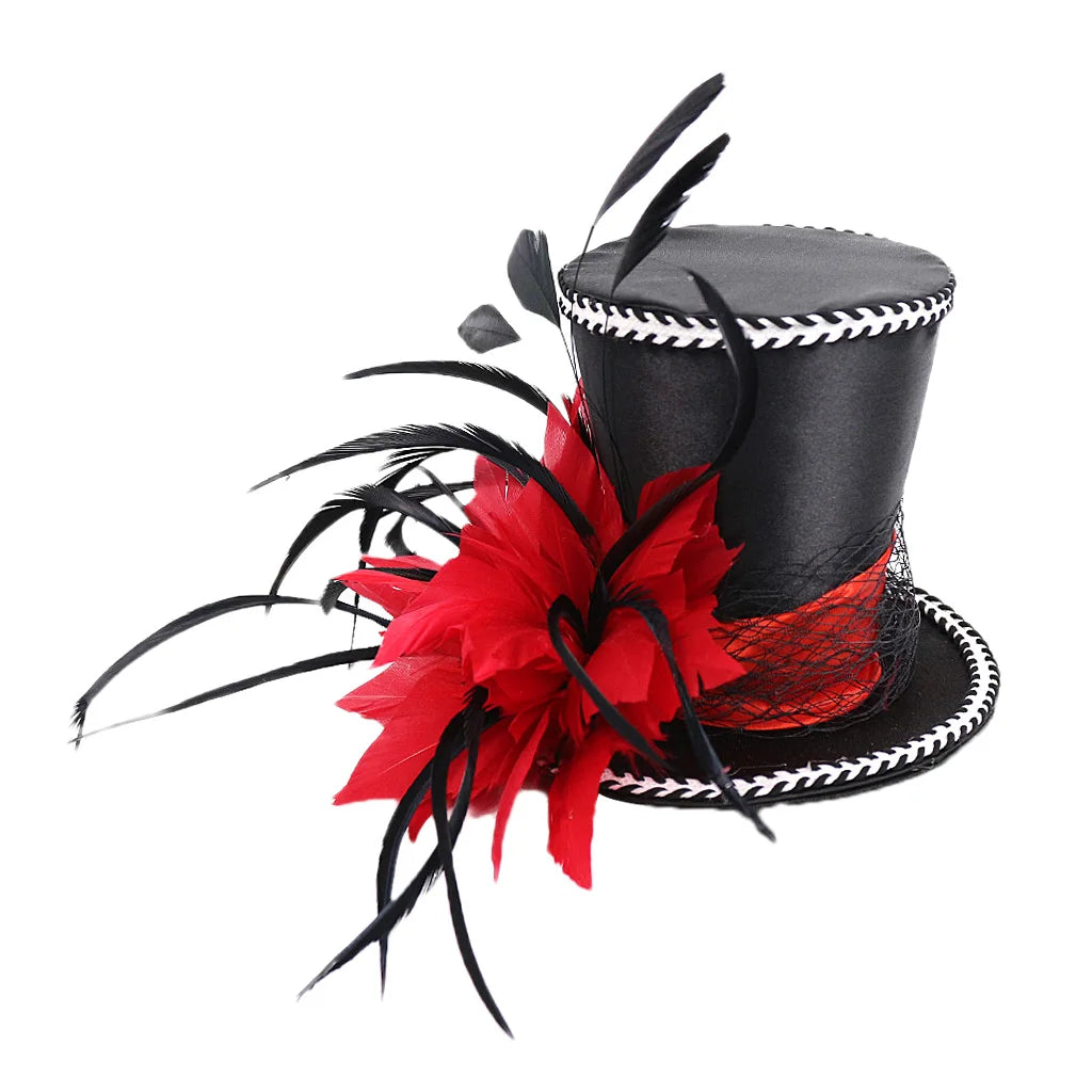Mini Top Hat | Feather Fascinator | Burlesque & Bridal