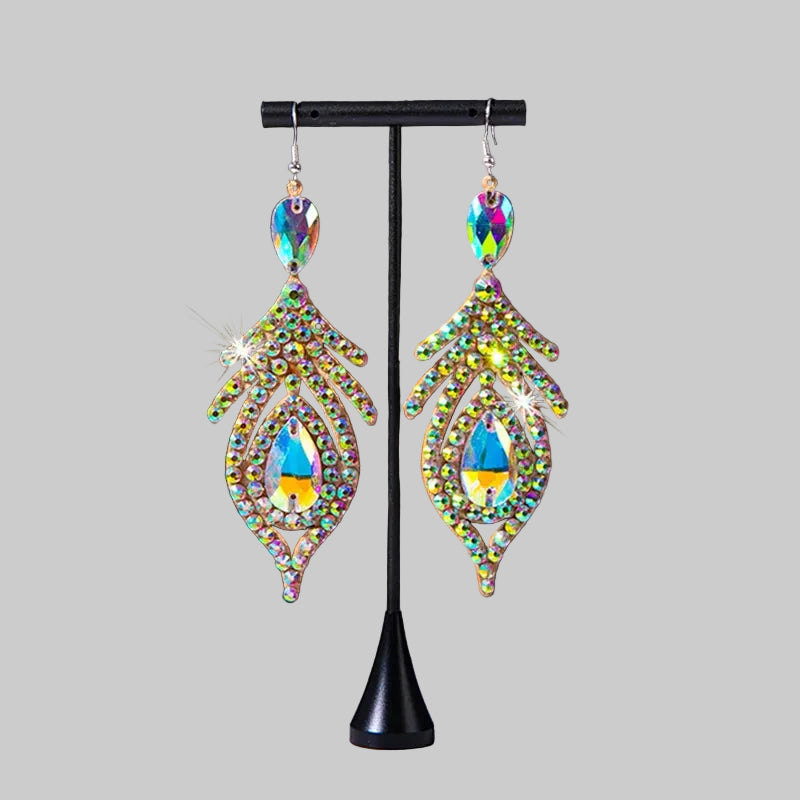 Belly Dance Rhinestone Jewelry Set - Iridescent Necklace & Earrings