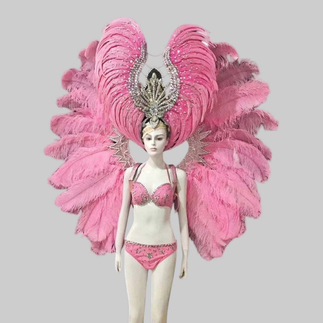 Feather Headdress & Wings Set - Handcrafted Carnival Performance Costume