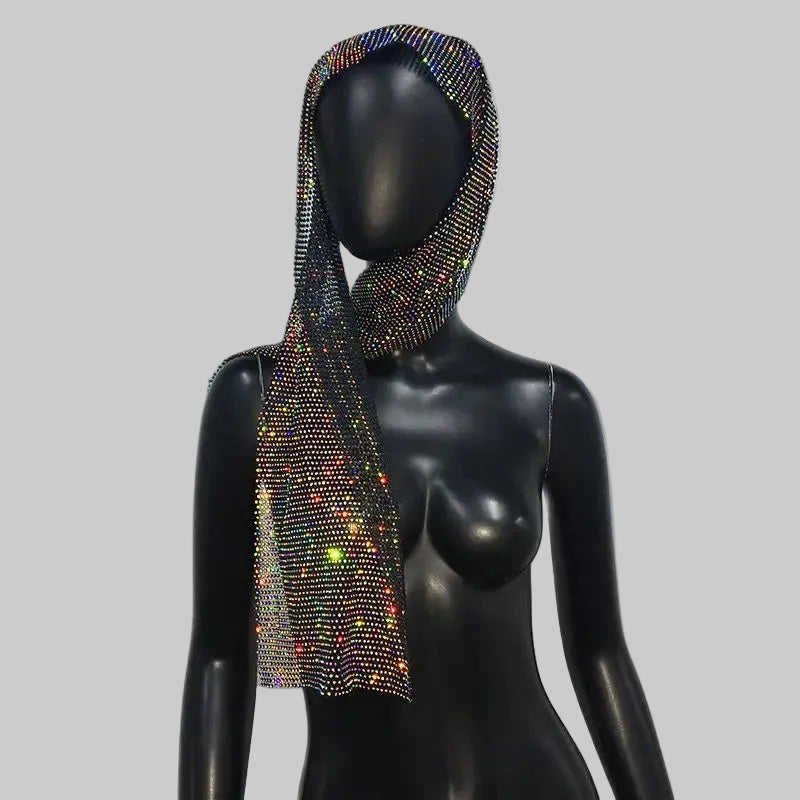 Rhinestone Bandana Headband - Crystal Mesh Hair Scarf