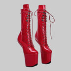 Patent Heelless Platform Pole Dance Ankle Boots