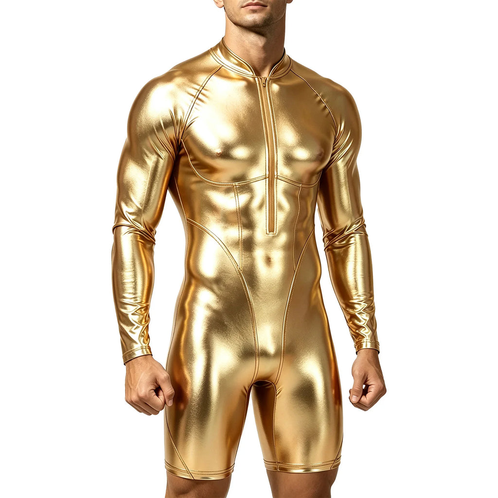Men’s Metallic Bodysuit | Long Sleeves