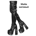 Patent Platform Over-the-Knee Boots | Drag & Stage | Black