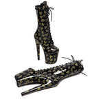 20cm Platform High Heel Pole Dance Boots – Lace-Up Stage & Performance Heels