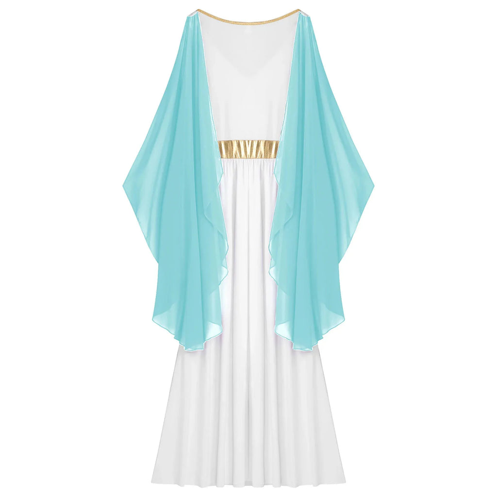 Greek Goddess Gown | One-Shoulder | Chiffon | Gold Belt