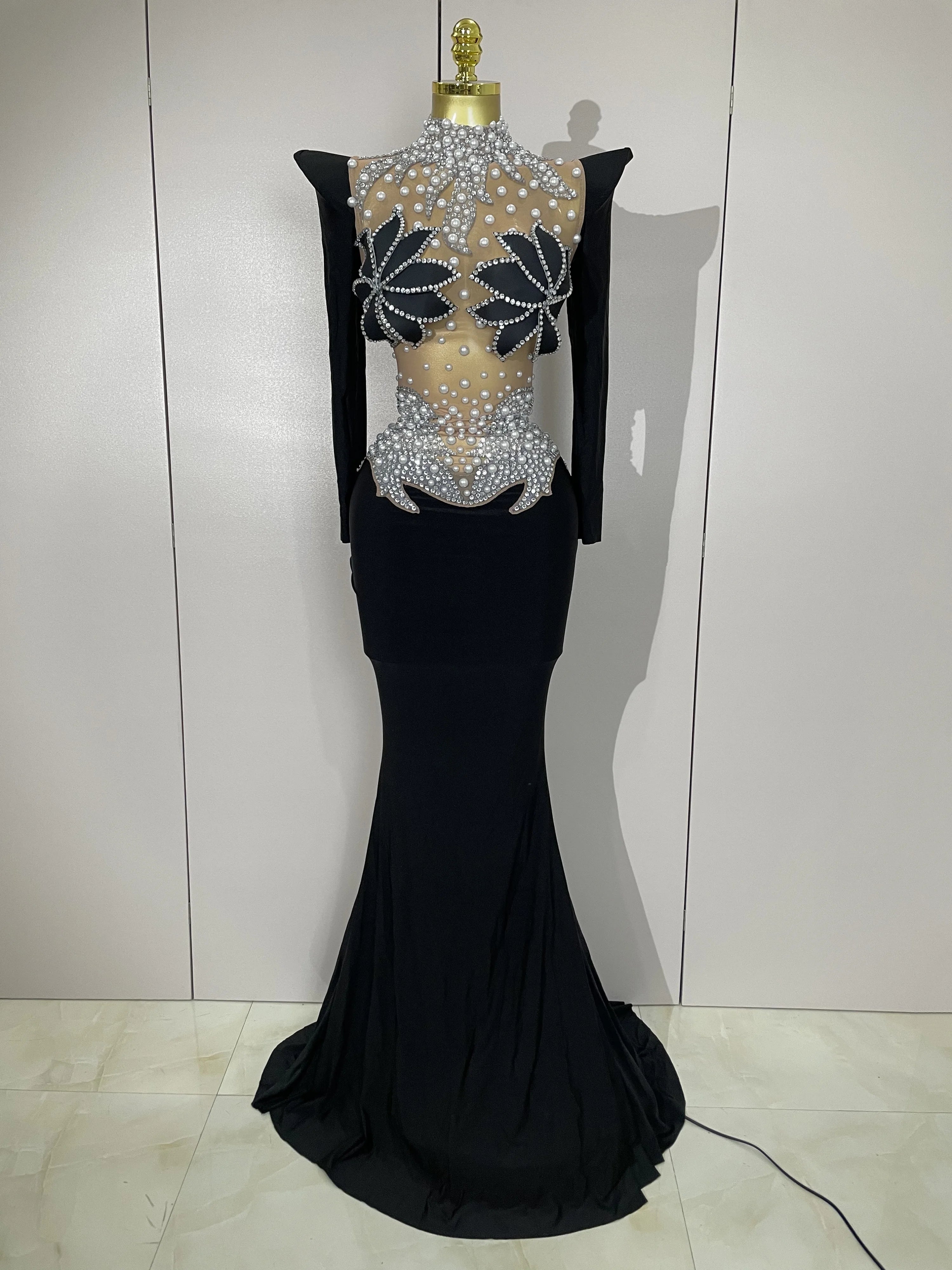 3D Floral Mesh Mermaid Gown | Long Sleeve | Pageant