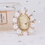 Victorian Cameo Brooch | Pearl & Crystal | Vintage Portrait Pin