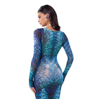 Women's Mermaid Print Gown | Fishtail | Long Sleeve