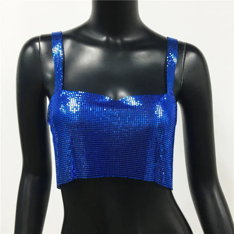 Sequin Backless Crop Tank Top