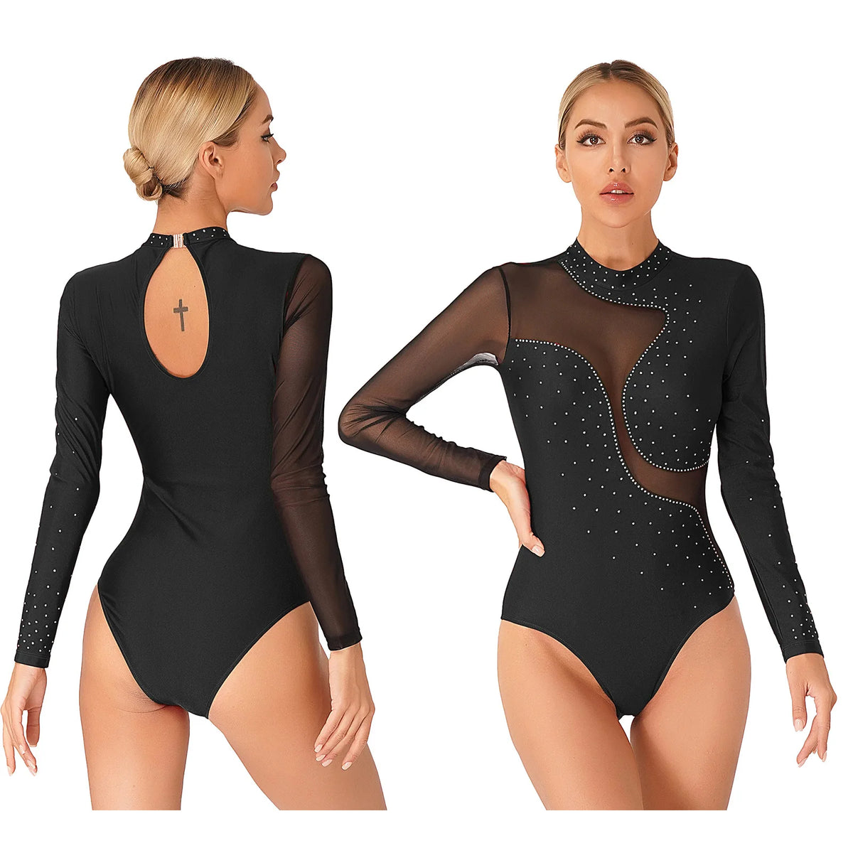 Starlight Long-Sleeve Rhinestone Leotard