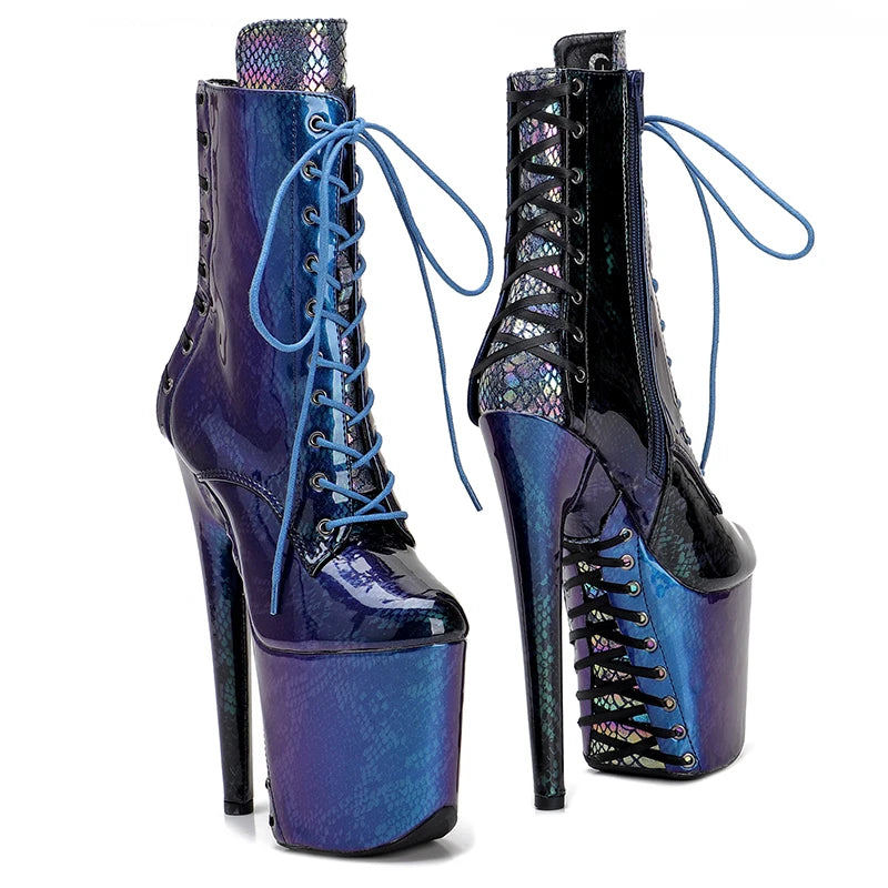 8-Inch Snakeskin Platform Ankle Boots - Exotic High Heel Performance Boots