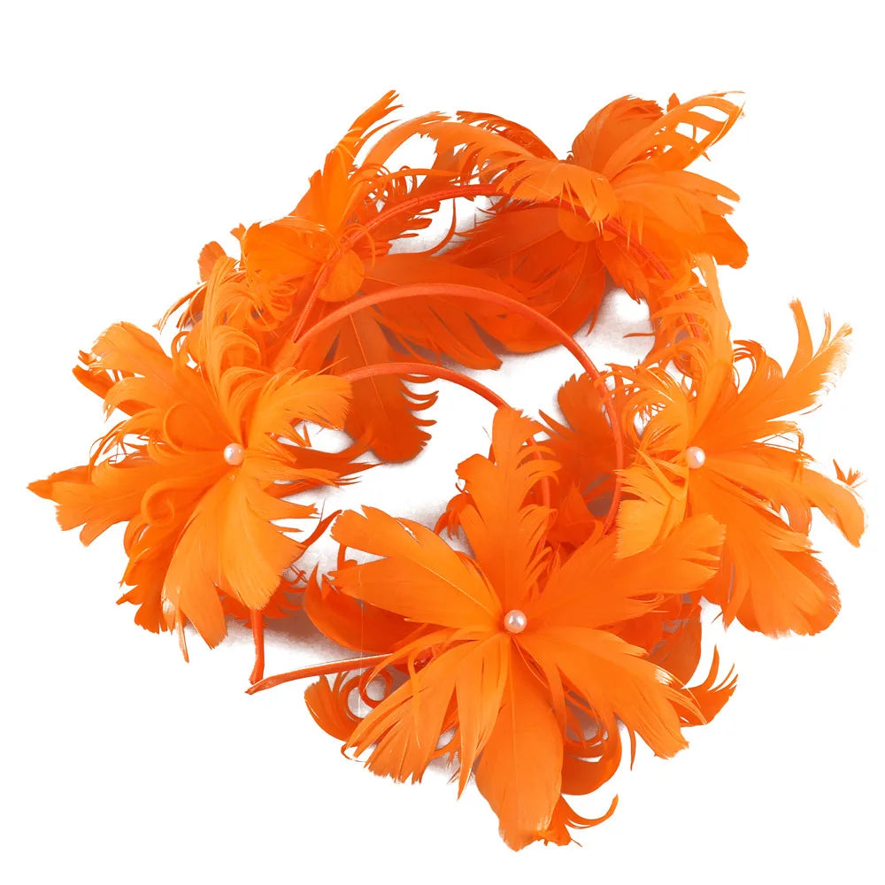 Feather Flower Headdress | Stage & Bridal Headpiece | 16 Colors