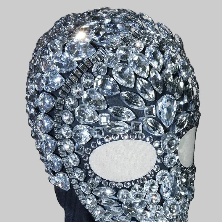 Rhinestone Crystal Performance Balaclava Mask