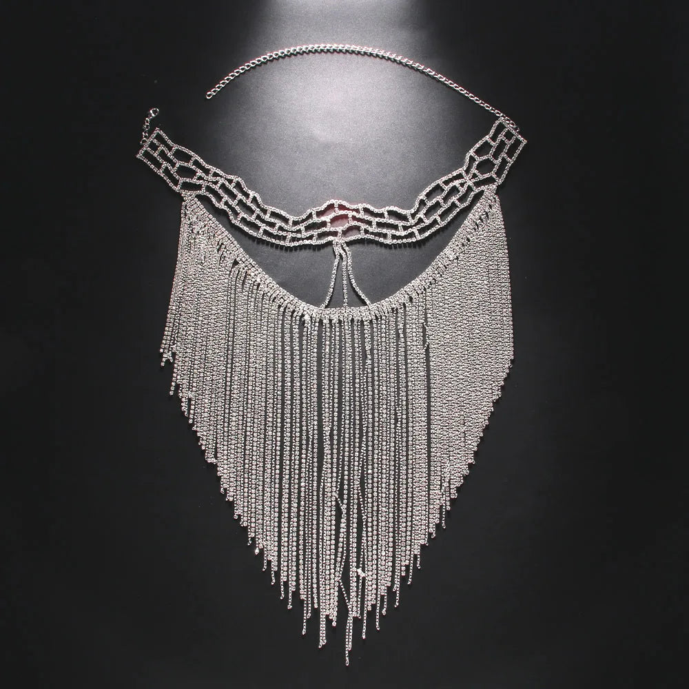 Dazzling Rhinestone Fringe Face Mask - Showgirl, Festival & Performance Accessory