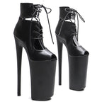Platform Pole Dance Boots | 26cm Open Toe | Matte Black
