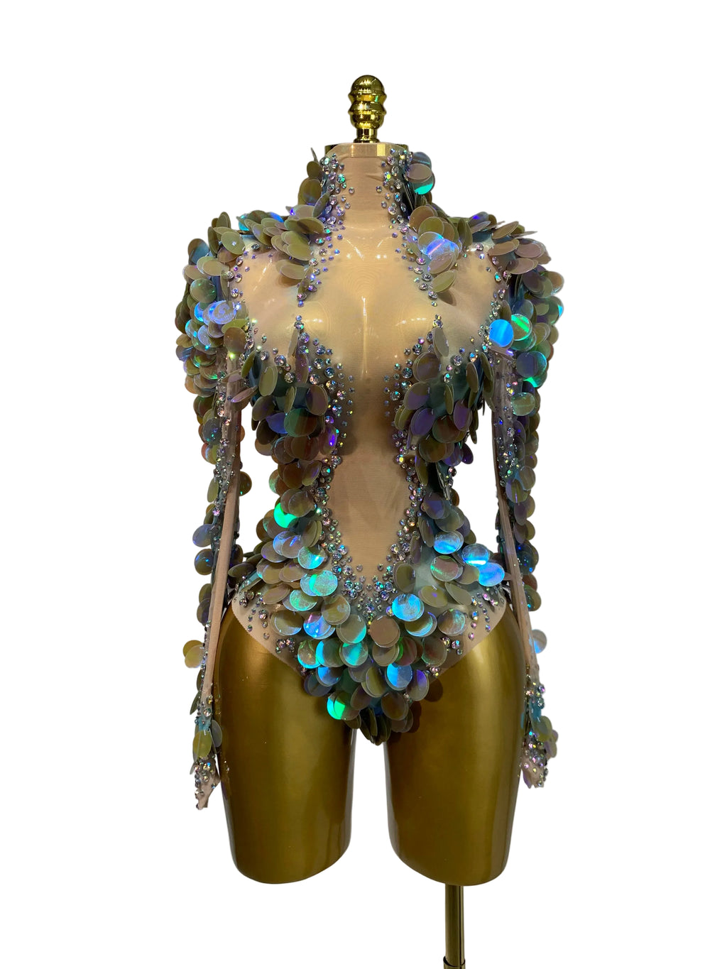 Rhinestone Stage Bodysuit | Iridescent Embellishment