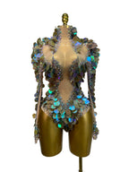 Rhinestone Stage Bodysuit | Iridescent Embellishment
