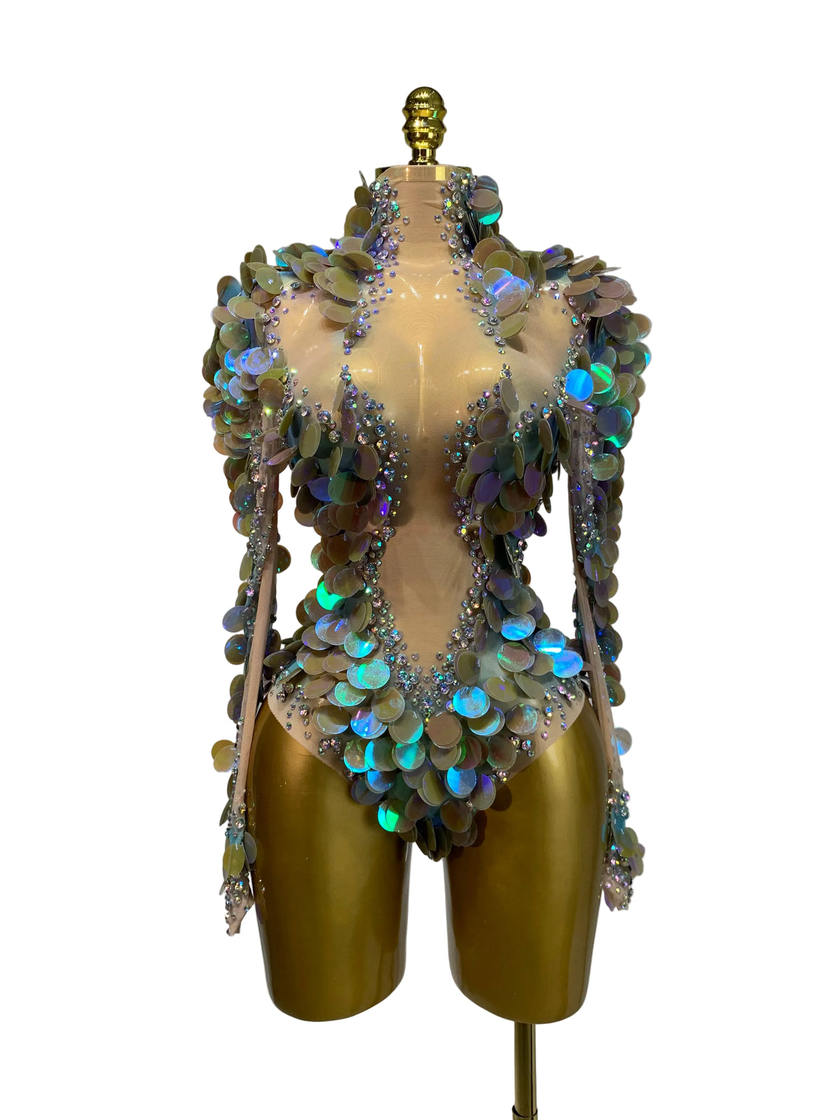 Rhinestone Stage Bodysuit | Iridescent Embellishment